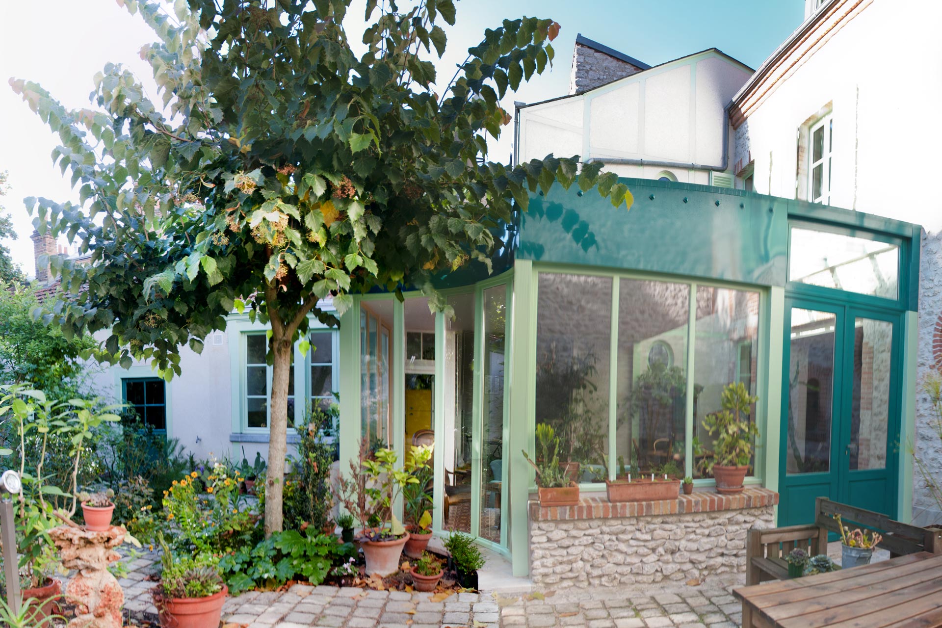 Extension, vitrée et pièce à vivre ouverte sur le jardin